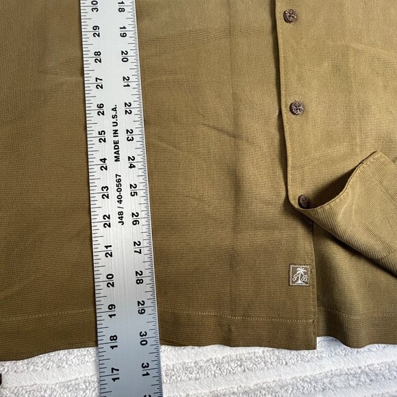 Tommy Bahama Mens Wooden Button Up Silk Camp Shirt Large Brown Short Sleeve - Picture 7 of 7